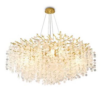 BAOURE Beautiful Tree Branch Glass Disc Chandelier Lighting For Elegant Family Dining Rooms