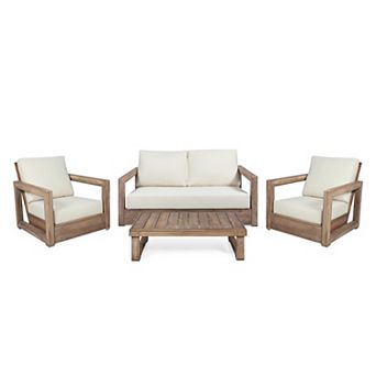 4 pc Sofa Seating Group Furniture Set with Cushions & Coffee Table