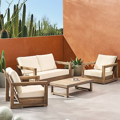 4-Piece Sofa Seating Group Furniture Set with Cushions & Coffee Table