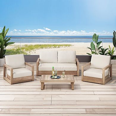 4-Piece Sofa Seating Group Furniture Set with Cushions & Coffee Table