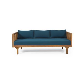 3 Seater Daybed Acacia Wood Patio Lounge with Water-Resistant Cushions