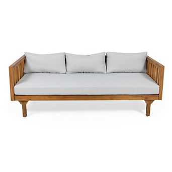 3 Seater Daybed Acacia Wood Patio Lounge with Water-Resistant Cushions