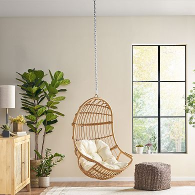 Hanging Chair with 8ft Chain Wicker Basket Chair for Patio & Garden
