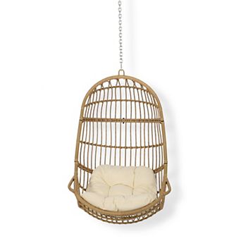 Hanging Chair with 8ft Chain Wicker Basket Chair for Patio & Garden