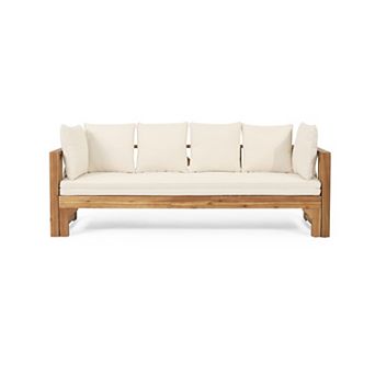 Outdoor Extendable Acacia Wood 3 Seater Sofa Daybed with X-Frame Details