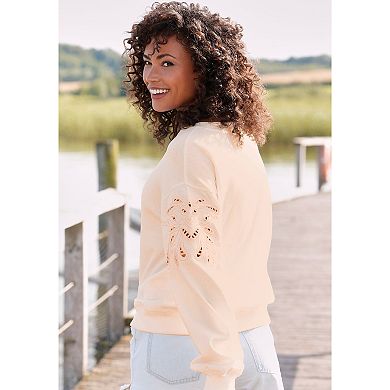 Lascana Women's Crochet Detail Sweatshirt