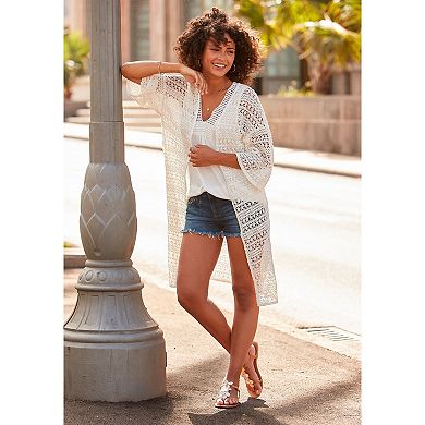 Lascana Women's Crochet Lace Long Cardigan
