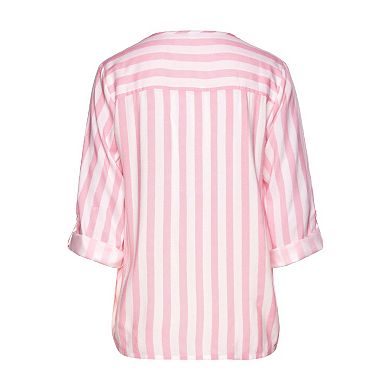 Lascana Women's Striped Tab Sleeve Blouse