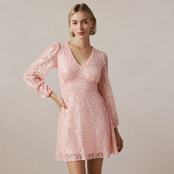 Petite LC Lauren Conrad Sequin V-Neck Long Sleeve Mini Dress