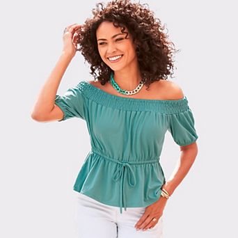 Lascana Women's Smocked Off Shoulder Top