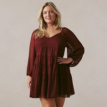 Plus Size LC Lauren Conrad Balloon Sleeve Mini Dress