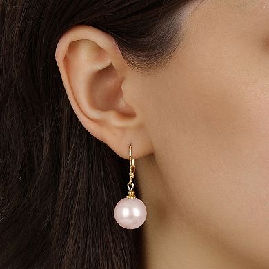 1928 Gold Tone Simulated Pearl Single Drop Earrings