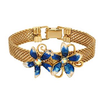 1928 Gold Tone Flower Bracelet