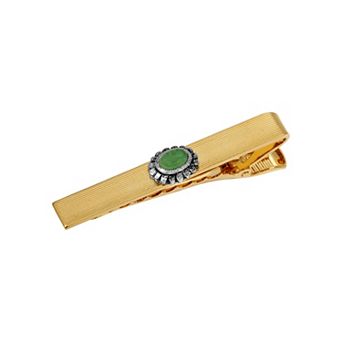 1928 Oval Aventurine Stone Tie Clip