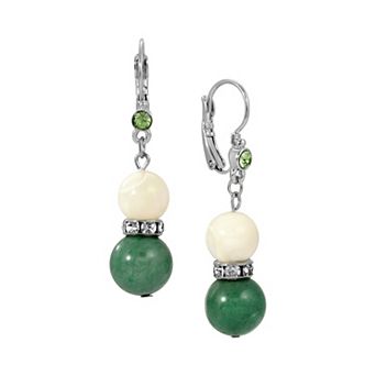 1928 Aventurine & Mother-Of-Pearl Drop Earrings
