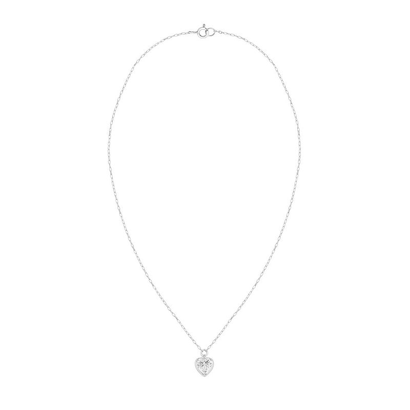 Éthique Sterling Silver 1/2 Carat T.W. Lab-Grown Diamond Heart Pendant Necklace, Women's,