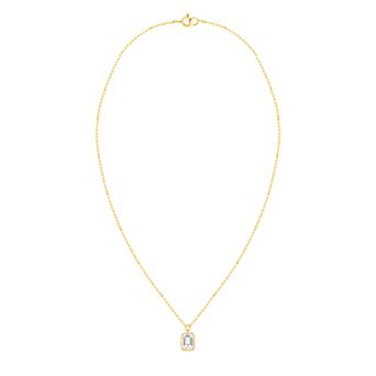 Éthique Sterling Silver 1/2 Carat T.W. Lab-Grown Diamond Emerald-Cut Pendant Necklace
