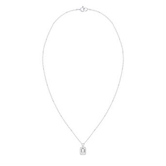 Éthique Sterling Silver 1/2 Carat T.W. Lab-Grown Diamond Emerald-Cut Pendant Necklace