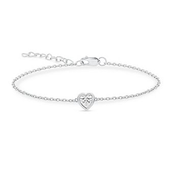 Éthique Sterling Silver 1/2 Carat T.W. Lab-Grown Diamond Heart Bracelet