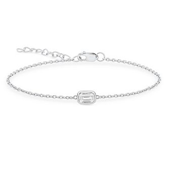 Éthique Sterling Silver 1/2 Carat T.W. Lab-Grown Diamond Emerald-Cut Solitaire Bracelet