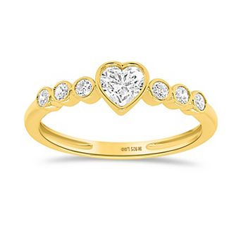 Éthique 14k Gold over Sterling Silver 1/2 Carat T.W. Lab-Grown Diamond Heart & Round Ring