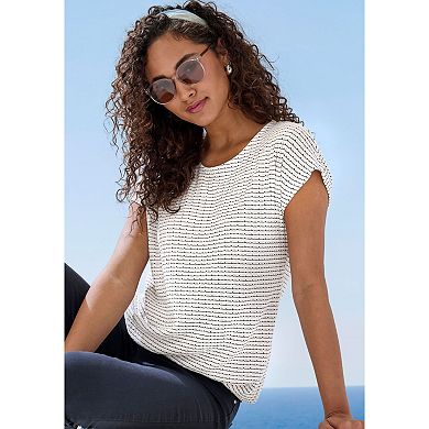 Lascana Women's Textured Short Sleeve Top