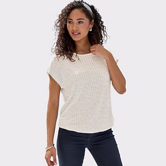 Lascana Women's Textured Short Sleeve Top