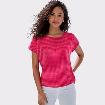 Lascana Women's Textured Short Sleeve Top