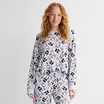 Juniors' Hello Kitty And Friends Allover Print Long Sleeve Pajama Top