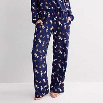 Juniors' Peanuts Snoopy & Woodstock Christmas Allover Print Pajama Pants