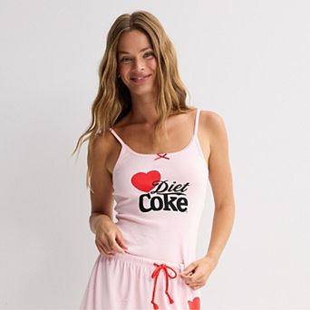 Juniors' Coca-Cola Diet Coke Heart Slim Fit Cami Pajama Top