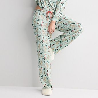 Juniors' Disney's Bambi Christmas Holly Allover Print Pajama Pants