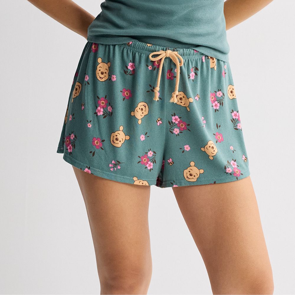 Juniors' Disney's Winnie the Pooh & Floral Allover Print Pajama Shorts