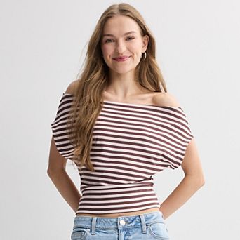 Juniors' Pink Republic Bat Wing Flutter Sleeve Top