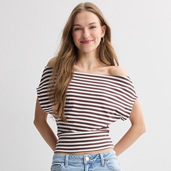 Juniors' Pink Republic Bat Wing Flutter Sleeve Top