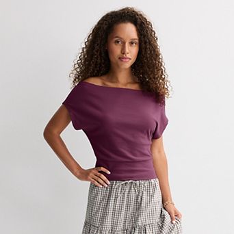 Juniors' Pink Republic Bat Wing Flutter Sleeve Top