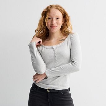 Juniors' Pink Republic Twofer Long Sleeve Henleys