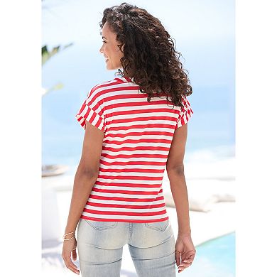 Lascana Women's Striped V-Neck Top