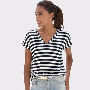 Lascana Women's Striped V-Neck Top