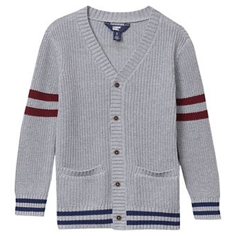 Boys 2-20 Lands' End Chunky Knit Striped Cardigan Sweater