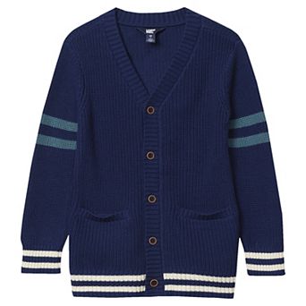 Boys 2-20 Lands' End Chunky Knit Striped Cardigan Sweater