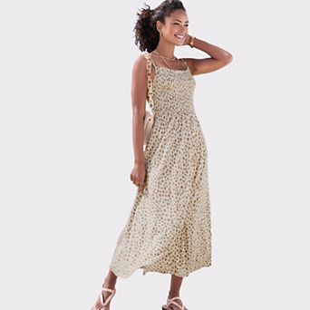 Lascana Women's Smocked Dot Print Dress