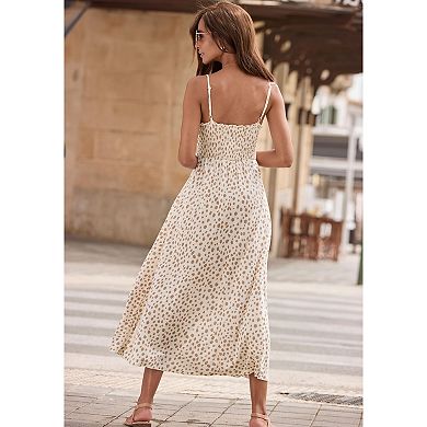 Lascana Women's Smocked Dot Print Dress