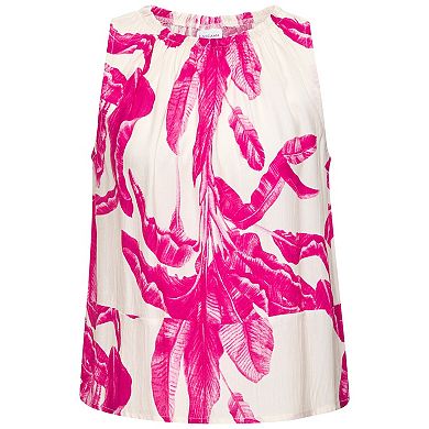 Lascana Women's Tropical Print High Neck Blouse