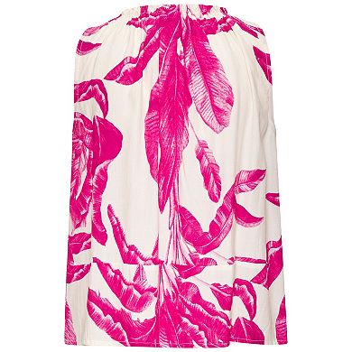 Lascana Women's Tropical Print High Neck Blouse