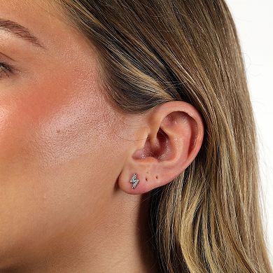 Gemminded Sterling Silver 1/10 Carat T.W. Lab-Grown Diamond Lightning Bolt Stud Earrings