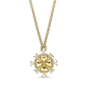 Gemminded 18k Gold Over Silver 1/10 Carat T.W. Lab-Grown Diamond Clover Pendant Necklace