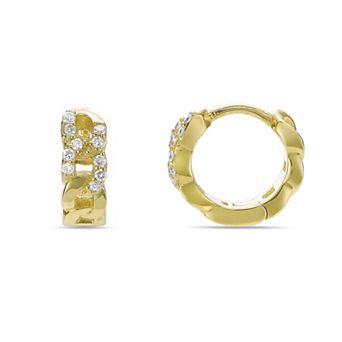 Gemminded 18k Gold over Sterling Silver 1/10 Carat T.W. Lab-Grown Diamond Hoop Earrings