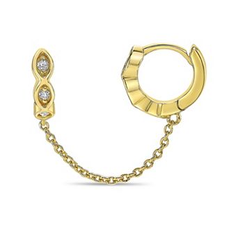 Gemminded 18k Gold Over Silver 1/10 Carat T.W. Lab-Grown Diamond Double Hole Earrings