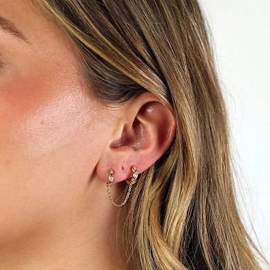 Gemminded 18k Gold Over Silver 1/10 Carat T.W. Lab-Grown Diamond Double Hole Earrings